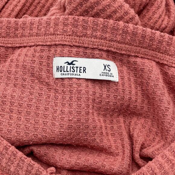 Hollister Waffle Knit Pullover Pink S Cropped Fall Cozy Top - Picture 7 of 11